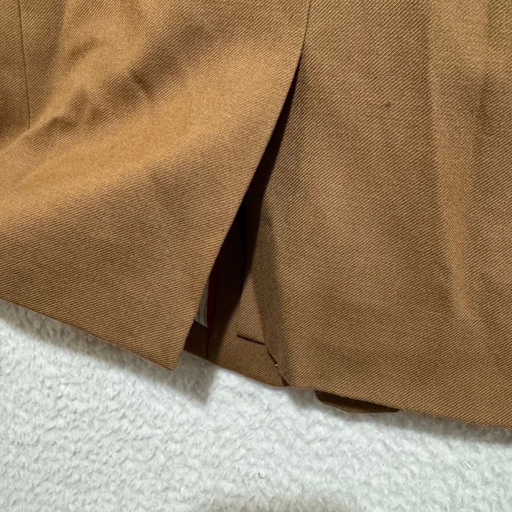 J. Crew Regent 0P Wool Blazer Jacket Brown Tan Mandarin Collar Button Front‎